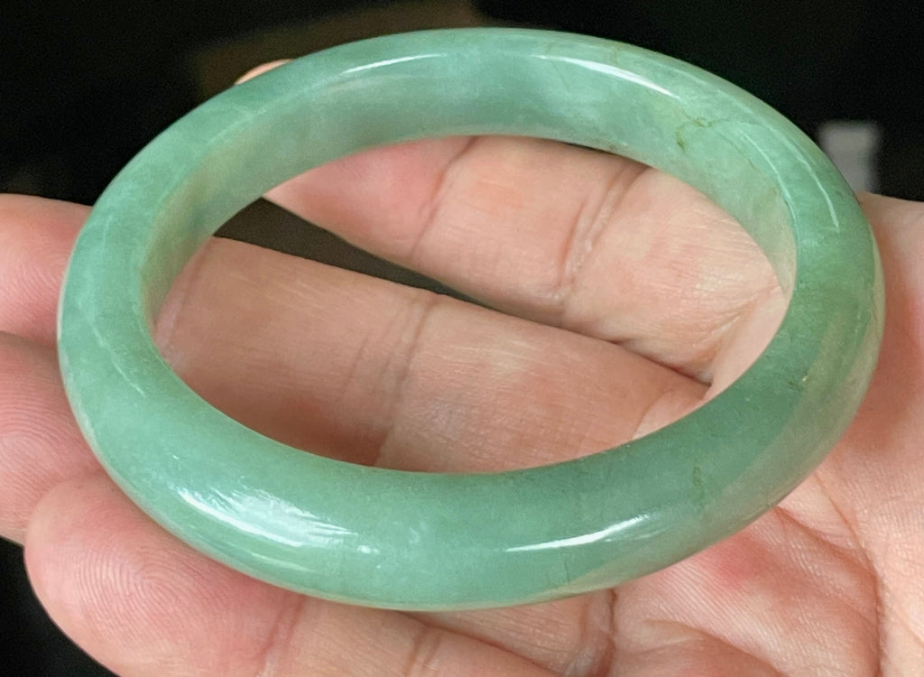 Natural Grade A Certified Burmese Jadeite Jade Bangle – Icy Apple & Imperial Green – 58.5mm – JB922