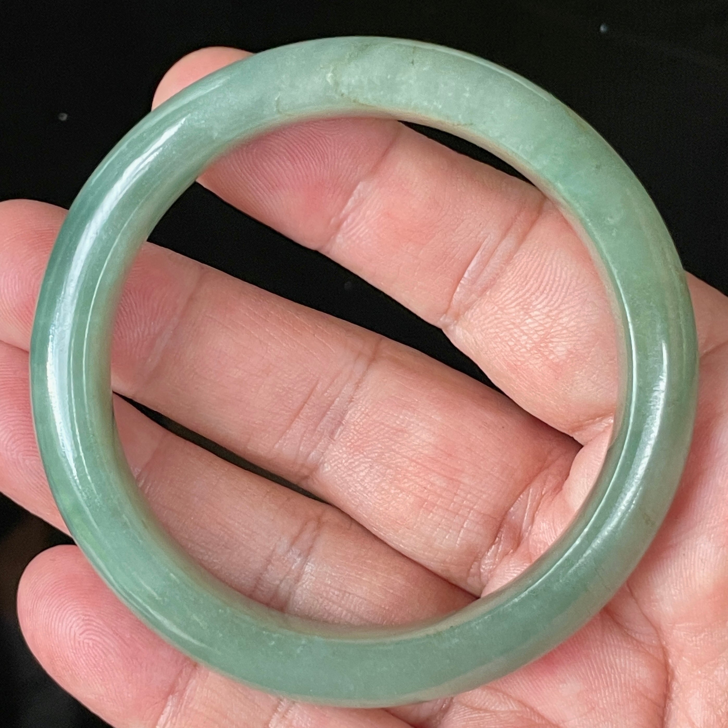 Natural Grade A Certified Burmese Jadeite Jade Bangle – Icy Apple & Imperial Green – 58.5mm – JB922