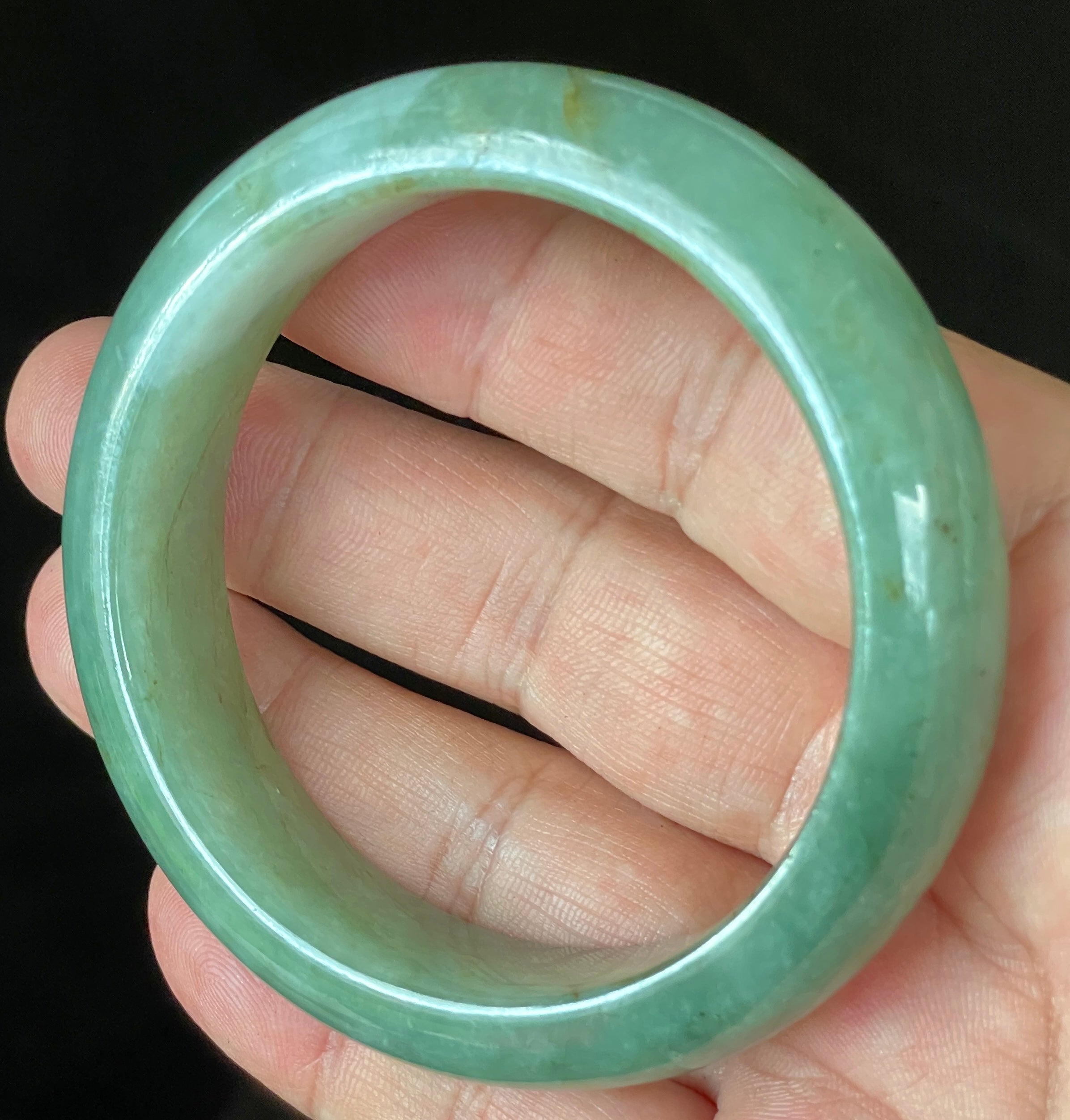 Natural Grade A Certified Burmese Jadeite Jade Bangle – Icy Apple & Imperial Green with Milky White and Honey Hues – 57.5mm – JB902