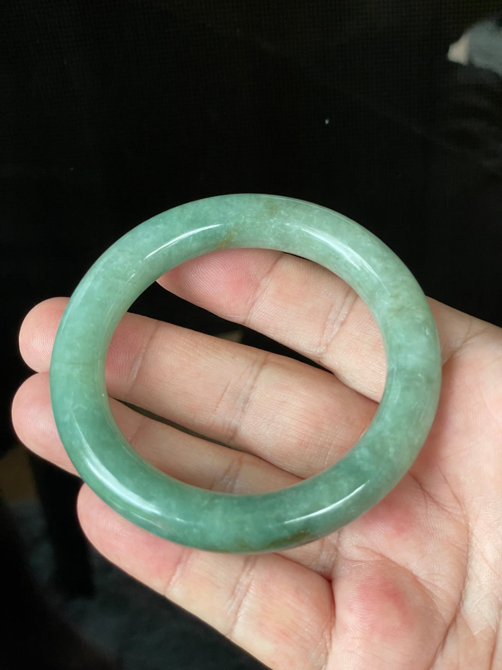 Natural Grade A Certified Burmese Jadeite Jade Bangle – Icy Apple & Imperial Green with Milky White and Honey Hues – 57.5mm – JB902