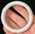 Natural Grade A Certified Burmese Jadeite Jade Bangle – Icy Milky White with Apple Green Hues – 57.5mm – JB921