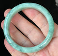 Natural Grade A Certified Burmese Jadeite Jade Bangle – Icy Imperial & Apple Green with Milky White Hues – 56mm – JB914