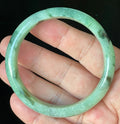 Natural Grade A Certified Burmese Jadeite Jade Bangle – Icy Apple & Imperial Green with Black & Greyish Milky White Hues – 57.5mm – JB911