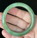 Natural Grade A Certified Burmese Jadeite Jade Bangle – Icy Apple Green with Milky White & Honey Hues – 57.6mm – JB916