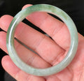 Natural Grade A Certified Burmese Jadeite Jade Bangle – Icy Greyish Milky White with Apple Green Hues – 58.5mm – JB039