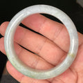 Natural Grade A Certified Burmese Jadeite Jade Bangle – Icy Light Lavender & Milky White with Apple Green Hues – 58.3mm – JB054