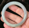Natural Grade A Certified Burmese Jadeite Jade Bangle – Very Icy Light Lavender & Milky White with Apple Green Hues – 55.9mm – JB126