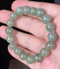 Natural Grade A Burmese Jadeite Jade Beaded Bracelet – Icy Apple Green – Hand-Shaped Round Beads – 10.3mm – JBB132