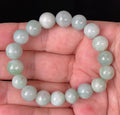 Natural Grade A Burmese Jadeite Jade Beaded Bracelet – Bluish Apple Green – Hand-Shaped Round Beads – 10.5mm – JBB136