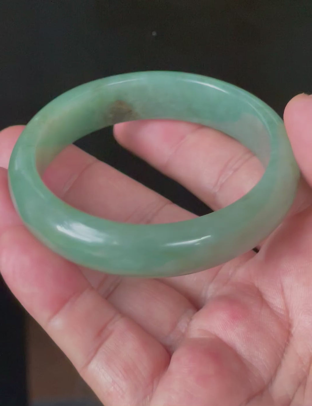 Natural Grade A Certified Burmese Jadeite Jade Bangle – Icy Apple Emerald Green with Honey Brown Hues – 58.4mm – JB906