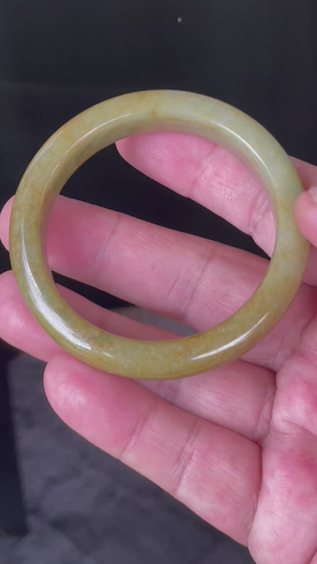 Natural Grade A Certified Burmese Jadeite Jade Bangle – Moss & Apple Green with Brown Hues – 52.4mm – JB872