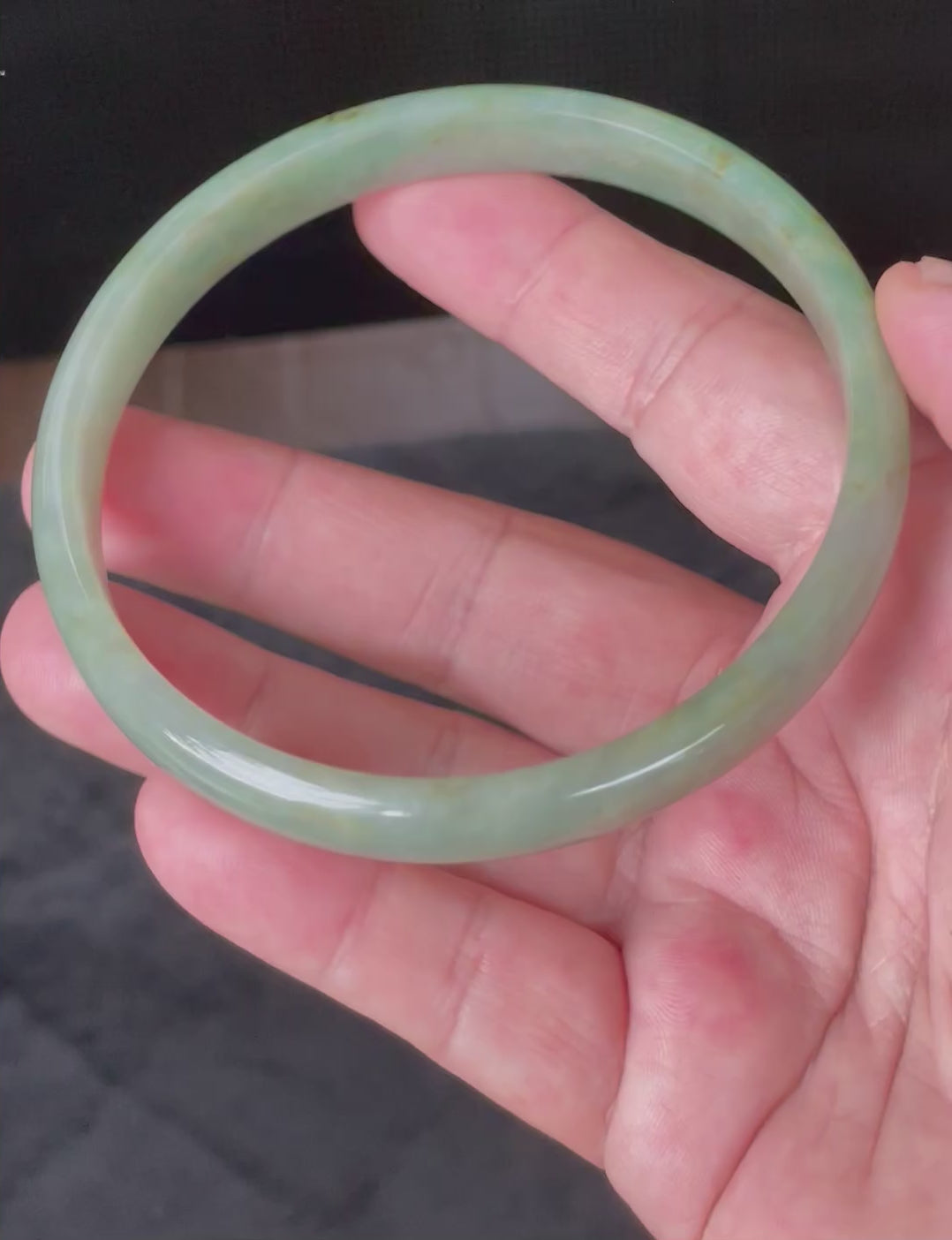 Natural Grade A Certified Burmese Jadeite Jade Bangle – Icy Imperial & Apple Green – 77.5mm – JB929