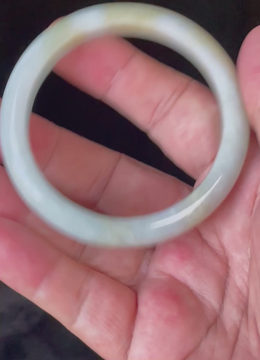 Natural Grade A Certified Burmese Jadeite Jade Bangle – Icy Apple Green with Light Lavender & Milky White Hues – 57mm – JB912